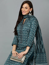 Silk Blend Teal Straight Kurta Pant With-VKSKD1810A